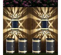 Wall Lamp Large-Size Solar LED Outdoor Wall Lamp Hollow Three Colors Three Balcony/Courtyard/Landscape/Street/Garden Wall Lamps Wall Sconces (Color : 1 Piece Emitting Color : White Light) (4 Piece