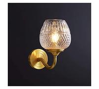 Wall Lamp Light Light Luxury Bedroom Bedside Lamp Living Room Background Wall All Copper Wall-Mounted Staircase Aisle Lighting E14 Holder,9.0" H Wall Light