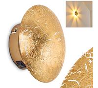 Wall lamp Mezia, Round Metal Wall lamp in Gold with Play of Light on The Wall, 1 x G9, Indoor Wall Light with ray Effect in Gold Leaf Optic, Without Bulbs