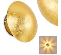 Wall lamp Mezia, Round Wall lamp of Metal in Gold with Light Play on The Wall, 1 x G9, Indoor Wall Light with ray Effect in Structure Gold Optics, Without Bulbs