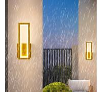 wall lamp Modern LED Wall Light Outdoor IP65 Acrylic Iron Rectangular Design Wall Sconce Minimalist Villa Decorative 3000K/4000K/6000K for Gardens Courtyard (50cm,Gold Warm Lig