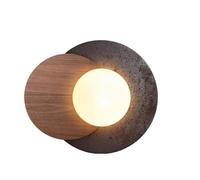 Wall Lamp Modern Wall Sconce with Black Travertine Stone and Solid Wood Panels, Glass Globe LED Lamp, G9 Bulb Hardwired Fixture for Living Room, Bedroom, Hallway, Entryway, Accen