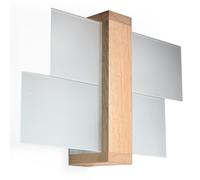 Wall Lamp Natural Wood Glass 30x30x12cm Modern Loft E27 Warm Scandi Light Indoor [EEK: Unbranded]