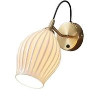 Wall lamp Nordic Minimalism Amen White Ceramic Wall Lamp Metal Base Lighting Fixture French Vintage Ceramic Wall Lamp Bedside Lamp Bathroom Vanity Lighting(A) Wall lamp (One Color B)