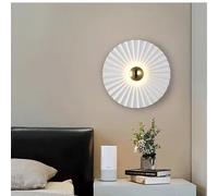 Wall lamp, Nordic White Wall Decor Lamp Living Room Background Luxury Round Lotus Leaf Flower Lights Crridor Aisle Bedroom Bedside Sconce(Diameter 30cm)