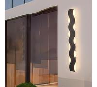 Wall Lamp Outdoor Long Modern LED Dimmable Wall Sconces with Remote Control Living Room Wall Lights Waterproof IP65 Black Home Lighting Fixtures for Courtyard Hallway Front Door (Neutraal Licht,110CM)
