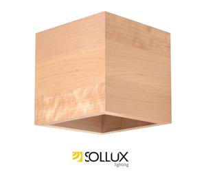 Wall lamp QUAD Industrial Natural Wood Square G9 LED SOLLUX LIGHTING lights down