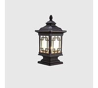 Wall Lamp Rural Rustic Outdoor Column Post Lamps Aluminum Glass Ip65 Waterproof Safety Outdoor Pillar Lanterns E27 Stigma Bollard Light Landscape Decor Street Lighting Fixture/Height:46.5C