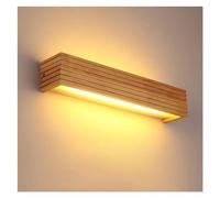 Wall Lamp Striped Solid Wood Wooden LED Warm Light Bedroom Bedside Bathroom Rectangular Mirror Headlights Home Lighting Japanese Style Wall Sconce Lighting Fixture,Modern Wall Sc