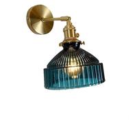 Wall Lamp Vintage Wall Lamps Pleated Galss Shade Edison Sconces Wall Lighting Copper Base Layer Adjustable Arm Wall Light Fixtures for Bedroom Living Room Kitchen Hallway Bathroom (Color : Orange)