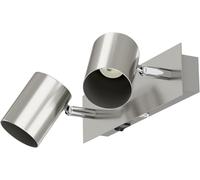 Wall Lamp WAIKA, 2-Light, Switch, Stainless Steel Matt, Angular, 2X GU10 Max. 60