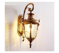 Wall Lamp Wall Light Lamp Holder with Amber Glass Vintage Classic Lantern Brass Exterior Wall Light Fixtures Waterproof for Garage (Color : Brass, Size : L)