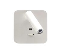 Wall Lamp,Wall Sconces,Walls Readings Bracket Rotatable USB Charging Port Suitable for Living Room Bedroom Hotel Kitchen Restaurant/White(Round)/A/White(Square)/a