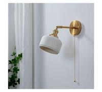 Wall Lamp White Ceramics Retro Bedroom Bedside Wall Light Mirror Front Light Adjustable Headboard Night Reading Lamps Tricolor Dimming Wall Lanterns Pull Cord Switch Wall Sconces,Pendant -66