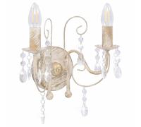 vidaXL Wall Lamp with Beads Antique Black 2xE14 Bulbs Living Room Wall Light