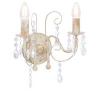 Wall Lamp with Beads Antique White 2 x E14 Bulbs