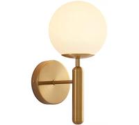 Wall Lamp with Glass Shade, E27 Gold Finish Wall Lights Fixture Personality Wall Mount Lamp for Bedroom Living Room Corridor Wall Art Decor