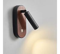 Wall Lamp Wood Grain LED Walls Lights Aluminum Rotatable Walls Sconce Warm Light Bedside Study Reading Light Walls Light With Switch Modern Simple Lighting