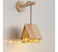 Wall Lamp Wood Indoor Wall Light Modern 3 Colour Temperature Kids Room Bedside Lamp Night Light Children Boy Girl Bedroom Chalet Lamp Decoration Lamp E27 Wall Lighting