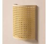 wall lamps for bedroom Handwoven Rustic Bamboo Light for Bedroom Bedside Lighting Boho Chic Decor Living Room Hallway Cafe Apartment Lighting(Beige)