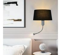 Wall Lamps Lights E27 Indoor with Adjustable Gooseneck Spotlight Rotation Double Switches Modern Decorative for Bedroom Living Room Bedside (Black)