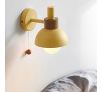 Wall Lamps Lights Modern Modern Mid Century with Pull Chain Switch Globe Frosted Glass Lampshade Art Deco Mounted for Bedroom(B)