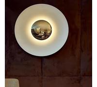 Wall Lamps, Nordic Round Wall Lamp Designer Living Room Dining Study Led Lights Bedroom Bedside UFO De(White-Gold,Diameter 50cm)