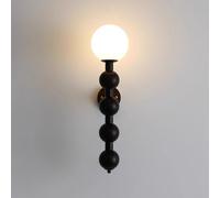 Wall Lamps Sconces Globe Wall Lamp Wood Ball Wall Mount Light White Glass Wall Sconce, Geometric Bedside Wall Lights Hardwired Sconces Wall Lighting for Bedroom Living Room Corridor Study Nightstand-S