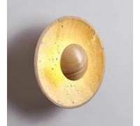 Wall Lamps Sconces Natural Stone Wall Lamp Round LED Wall Sconce Wood Wall Light Moon Hardwired Sconces Indoor Bedroom Bedside Wall Lights Headboard Lighting Fixture Living Room Wall Lamps-Wood Color(