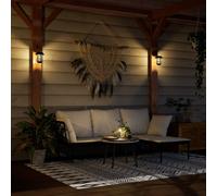 Wall Lanterns Solar White 15x17cm ABS Glass Iron Stainless Steel 2pcs IP44 Flame