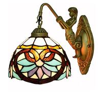 Wall Light, 7.8 Inch Stained Glass Shade Wall Sconce Indoor MultiColored Wall Lamp Bedside lamp Decorative for Living Room Bedroom Restaurant Hallway Coffee Bar,A