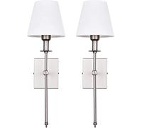 Wall Light Battery Operated Sconce Set Of 2，not Hardwired Fixture, Battery Powered Wall Sconce With Remote Dimmable Light, Easy To Install Not Wires, for Bedroom, Lounge, Farmhouse, Silver