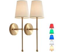Wall Light Battery Operated Sconce Set of 2，not Hardwired Fixture,Battery Powered with Remote Dimmable Bulb,Easy to Install Not Wires,for Bedroom, Lounge, Farmhouse