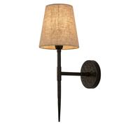 Wall Light Black Gothic Natural Linen Searchlight 30690-1BK