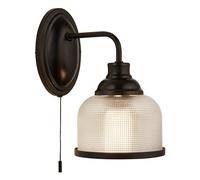 Searchlight Lighting Searchlight Highworth Single Light Glass Wall Fitting In Black Finish