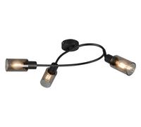 Wall Light Black Mars 3 Matt & Smoke Coloured Glass Trio R80013932