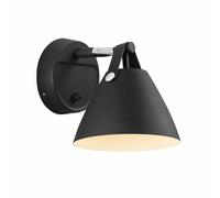 Wall Light Black Metal Real Leather Strap 15cm Requires Lamp Nordlux 84291003