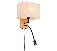 Wall Light Black Nilam Natural Wood And White Cuboid Trio 212870236