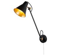 1 Light LED Flexi Adjustable Swing Arm Wall Bracket Fitting Matt Black And Gold