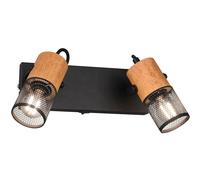 Wall Light Black Tosh 2 Spot Matt & Natural Wood Trio 804370232