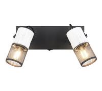 Wall Light Black Tosh 2 Spot Matt & White Wood Trio 804370234