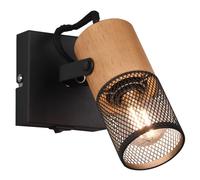 Wall Light Black Tosh Spot Matt & Natural Wood Trio 804370132