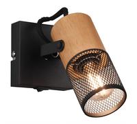Wall Light Black Tosh Spot Matt & Natural Wood Trio 804370132