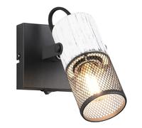Wall Light Black Tosh Spot Matt & White Wood Trio 804370134