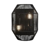 2 Light Black Wicker Design Shade Home Indoor Hallway Corridor Wall Mount Light