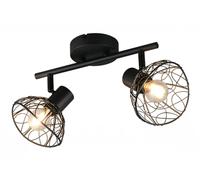 Reality Leuchten Yako ceiling lamp, matt black, length 40 cm, 2-bulb, metal