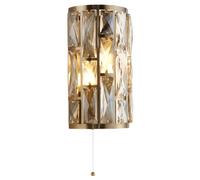 Searchlight Lighting Searchlight Bijou 2 Light Champagne Glass Flush Wall Fitting In Antique Brass Finish