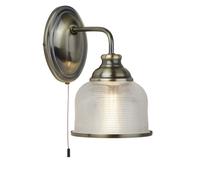 1 Light Antique Brass Finish Wall Fitting Bracket Light Halophane Glass Shade