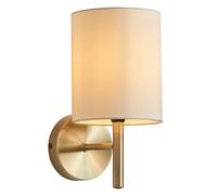Wall Light Brass Brio Finished In Antique And Cream Faux Silk Fabric Shade Endon