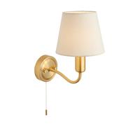 Wall Light Brass Conway IP44 Satin Ivory Fabric Endon 93852